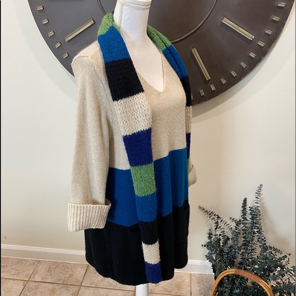 Style & Co, Plus Size 2X Sweater V-Neck tricolor Knit Long - Picture 2 of 12